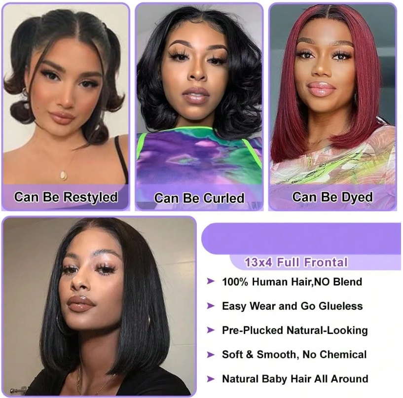 Straight human hair wig lace 10inch