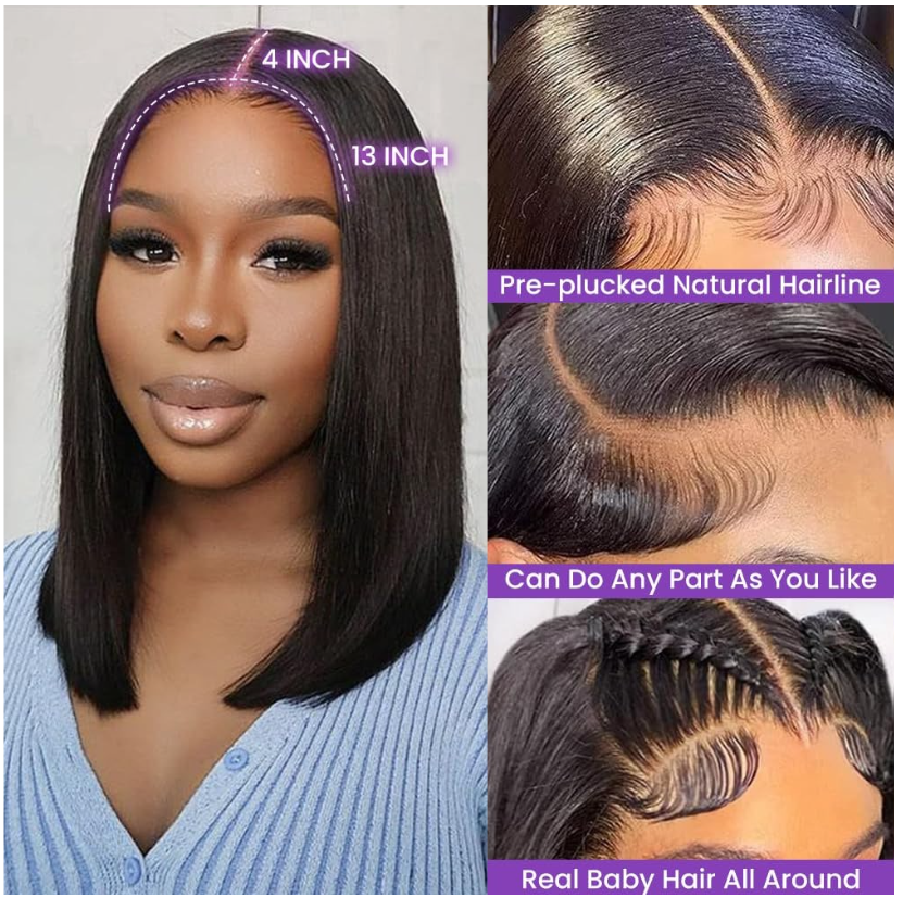 Straight human hair wig lace 10inch